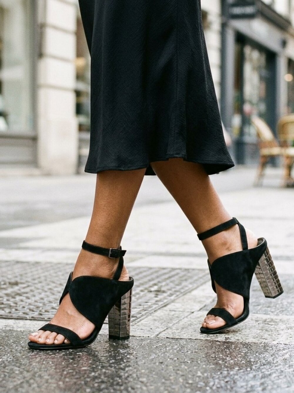 Nine West Black Leather Sandals with Ankle Strap